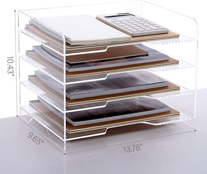 2 Pack- Stackable Paper Letter Tray, A4 File Tray Desk Organizer, Acrylic