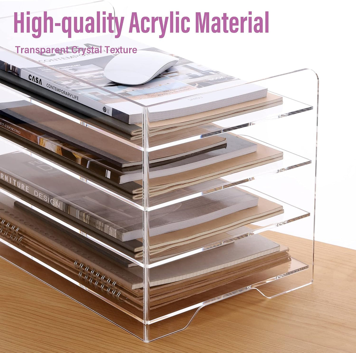 2 Pack- Stackable Paper Letter Tray, A4 File Tray Desk Organizer, Acrylic
