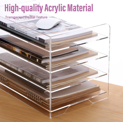 2 Pack- Stackable Paper Letter Tray, A4 File Tray Desk Organizer, Acrylic