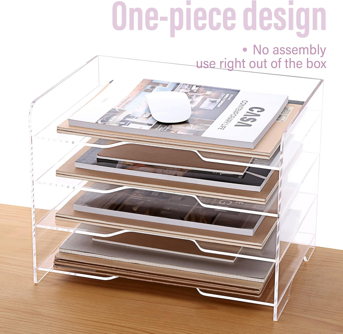 2 Pack- Stackable Paper Letter Tray, A4 File Tray Desk Organizer, Acrylic