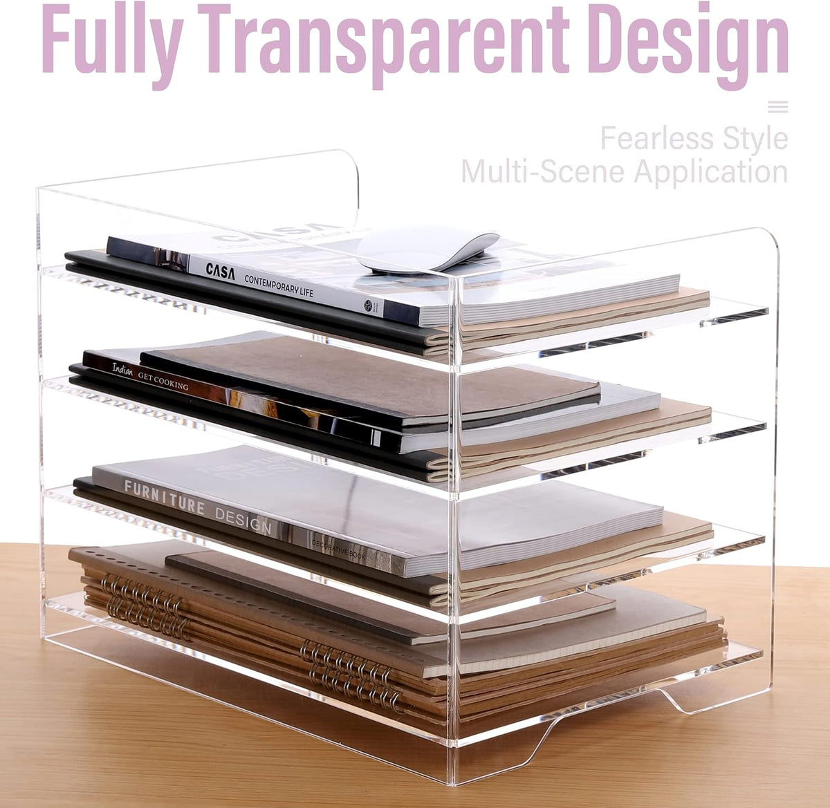 2 Pack- Stackable Paper Letter Tray, A4 File Tray Desk Organizer, Acrylic