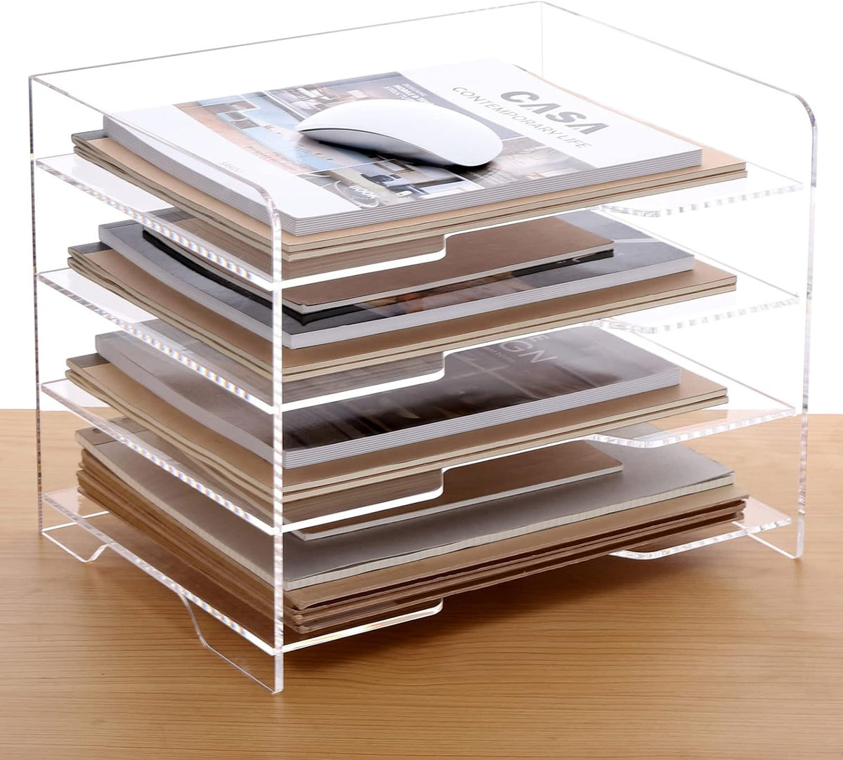 2 Pack- Stackable Paper Letter Tray, A4 File Tray Desk Organizer, Acrylic