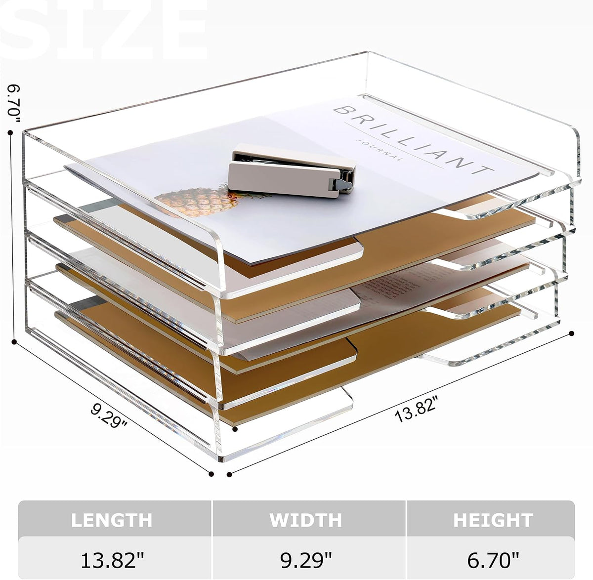 2 Pack- Stackable Paper Letter Tray, A4 File Tray Desk Organizer, Acrylic