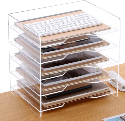 2 Pack- Stackable Paper Letter Tray, A4 File Tray Desk Organizer, Acrylic