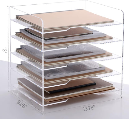 2 Pack- Stackable Paper Letter Tray, A4 File Tray Desk Organizer, Acrylic