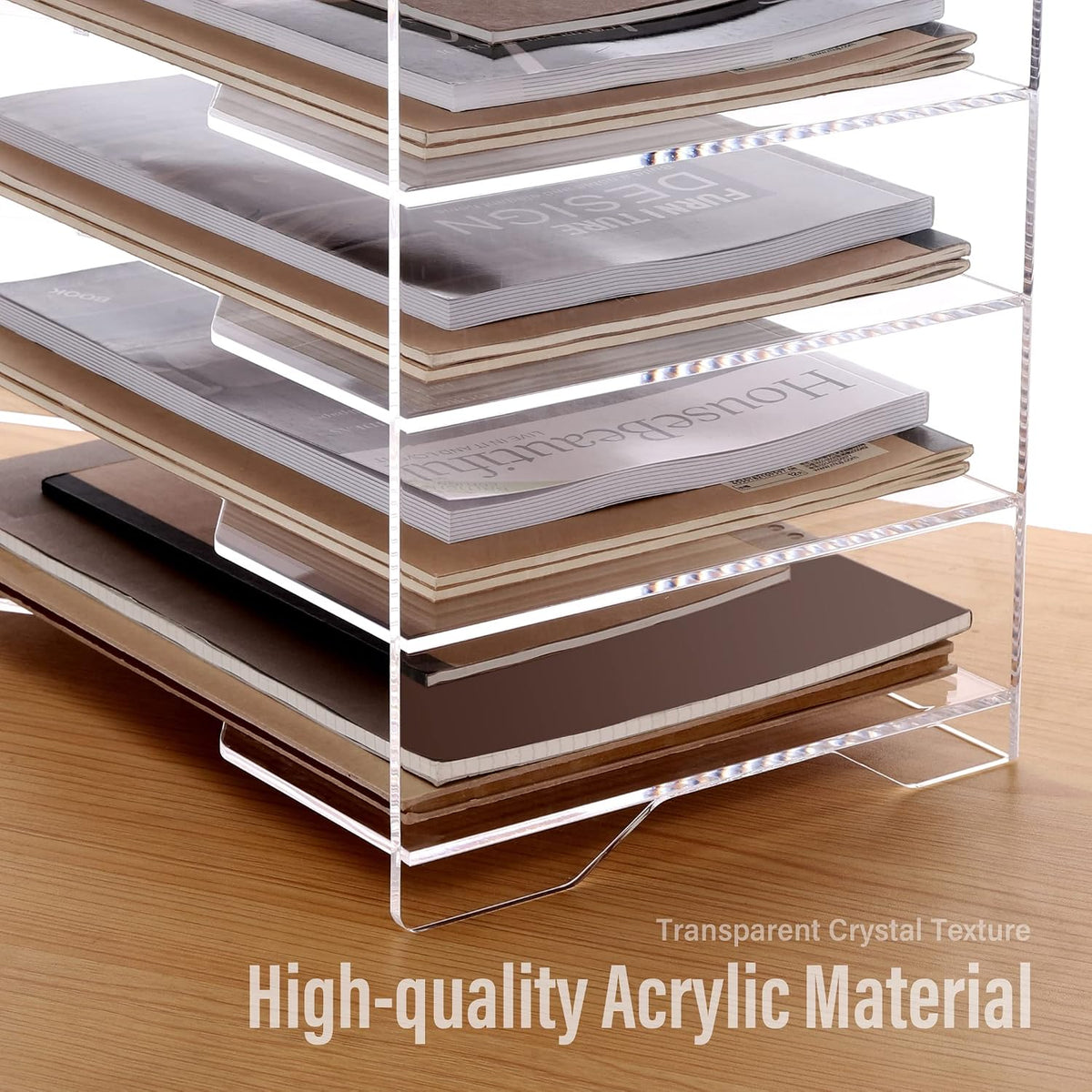 2 Pack- Stackable Paper Letter Tray, A4 File Tray Desk Organizer, Acrylic