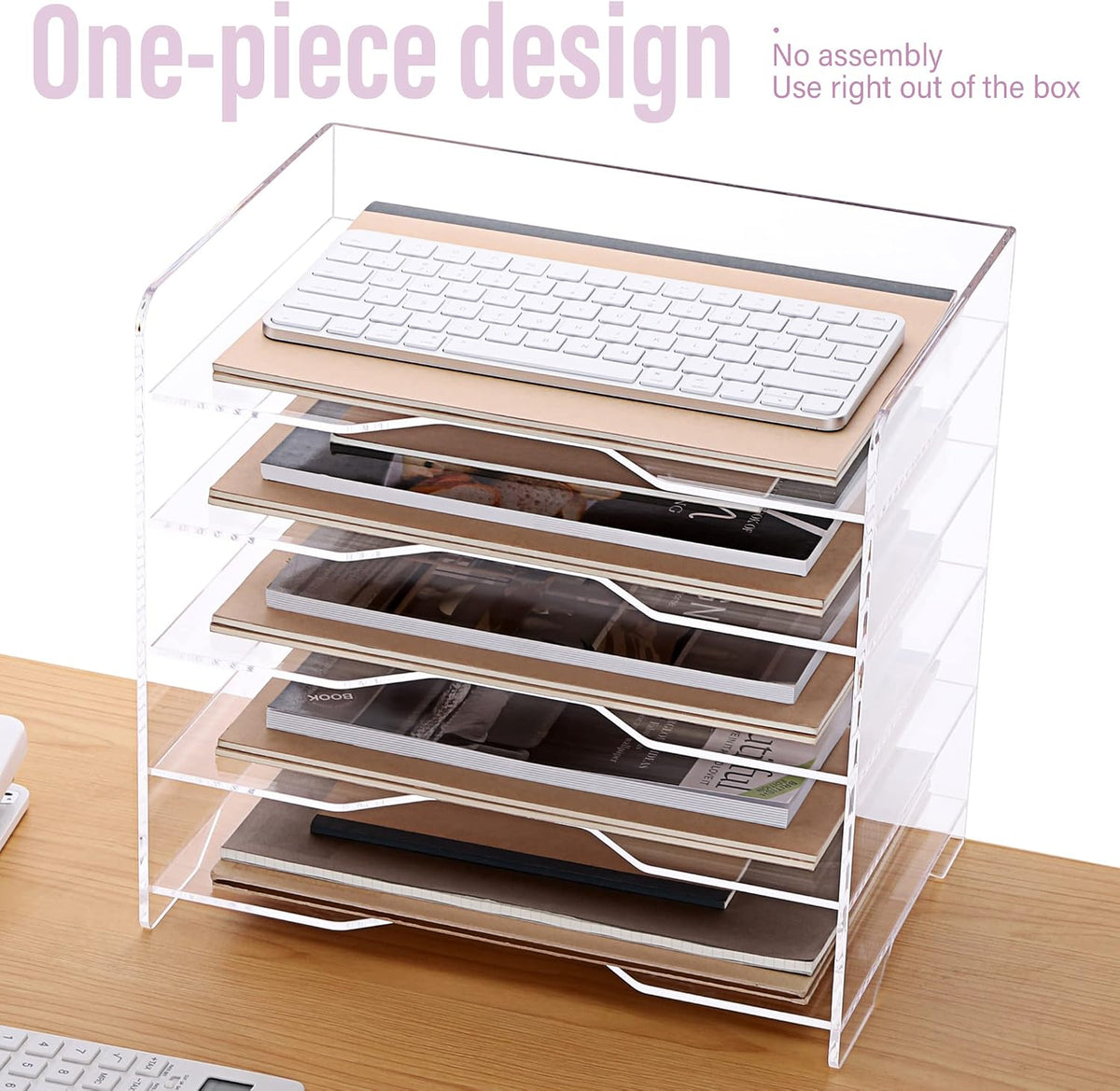 2 Pack- Stackable Paper Letter Tray, A4 File Tray Desk Organizer, Acrylic