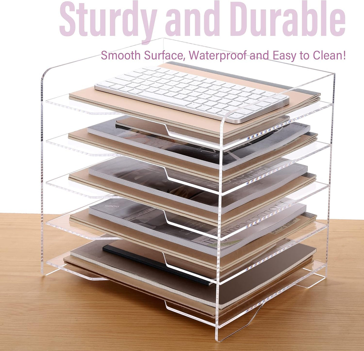 2 Pack- Stackable Paper Letter Tray, A4 File Tray Desk Organizer, Acrylic