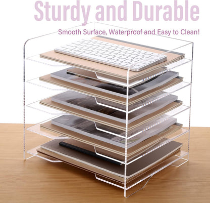 2 Pack- Stackable Paper Letter Tray, A4 File Tray Desk Organizer, Acrylic