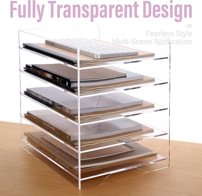 2 Pack- Stackable Paper Letter Tray, A4 File Tray Desk Organizer, Acrylic