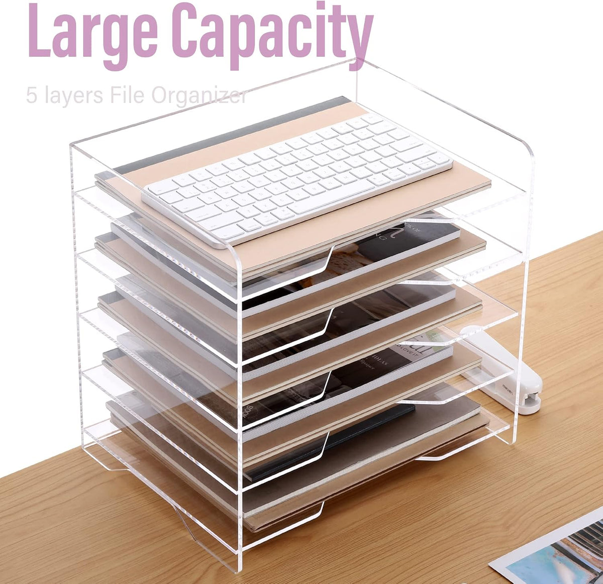 2 Pack- Stackable Paper Letter Tray, A4 File Tray Desk Organizer, Acrylic