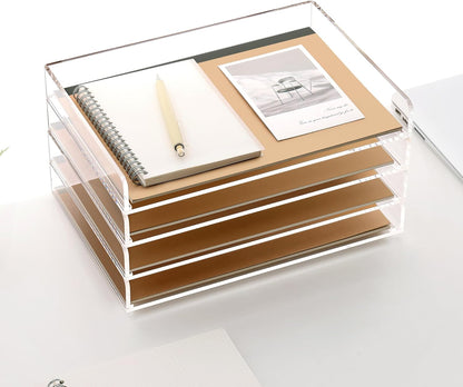 2 Pack- Stackable Paper Letter Tray, A4 File Tray Desk Organizer, Acrylic