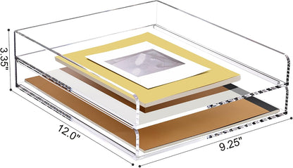 2 Pack- Stackable Paper Letter Tray, A4 File Tray Desk Organizer, Acrylic