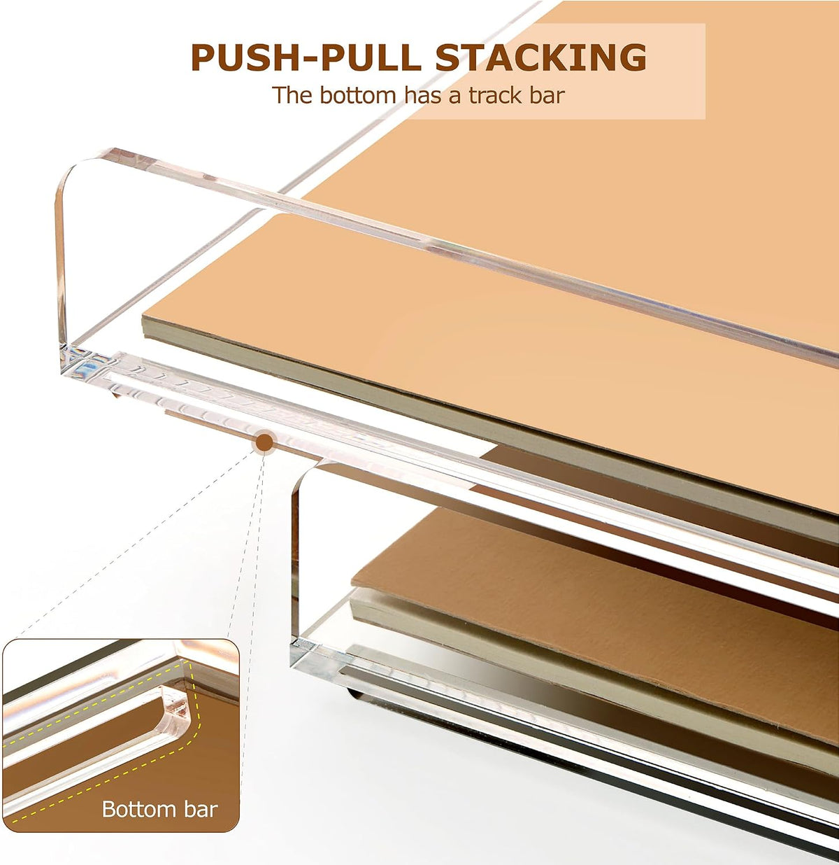 2 Pack- Stackable Paper Letter Tray, A4 File Tray Desk Organizer, Acrylic