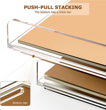 2 Pack- Stackable Paper Letter Tray, A4 File Tray Desk Organizer, Acrylic