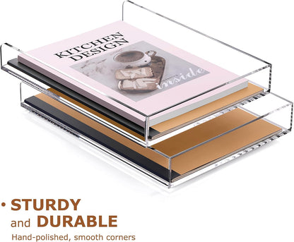 2 Pack- Stackable Paper Letter Tray, A4 File Tray Desk Organizer, Acrylic