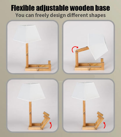 Cute Desk Lamp, Unique Table Lamp,Wooden Bedside Table Lamps Fun Quirky Robot Lamp Whimsical Cute Light for Home,Dorm Room,Kids Room,Office,Gift, Adjustable Shape