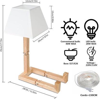 Cute Desk Lamp, Unique Table Lamp,Wooden Bedside Table Lamps Fun Quirky Robot Lamp Whimsical Cute Light for Home,Dorm Room,Kids Room,Office,Gift, Adjustable Shape