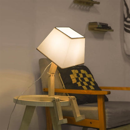 Cute Desk Lamp, Unique Table Lamp,Wooden Bedside Table Lamps Fun Quirky Robot Lamp Whimsical Cute Light for Home,Dorm Room,Kids Room,Office,Gift, Adjustable Shape