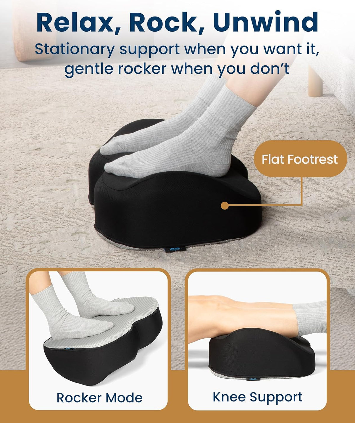 Foot Rest for Under Desk at Work - Memory Foam Office Foot Stool & Under Desk Footrest Leg Elevation Pillow for Gaming & Home Office, Supports Posture