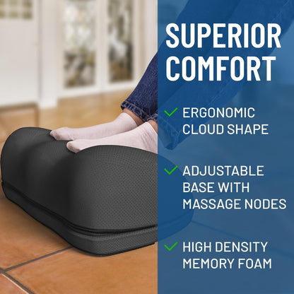 Foot Rest for Under Desk at Work - Memory Foam Office Foot Stool & Under Desk Footrest Leg Elevation Pillow for Gaming & Home Office, Supports Posture