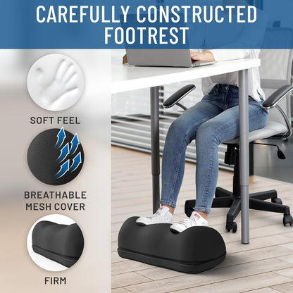 Foot Rest for Under Desk at Work - Memory Foam Office Foot Stool & Under Desk Footrest Leg Elevation Pillow for Gaming & Home Office, Supports Posture