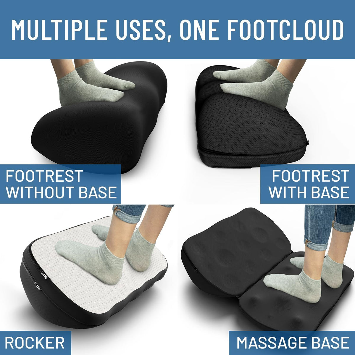 Foot Rest for Under Desk at Work - Memory Foam Office Foot Stool & Under Desk Footrest Leg Elevation Pillow for Gaming & Home Office, Supports Posture