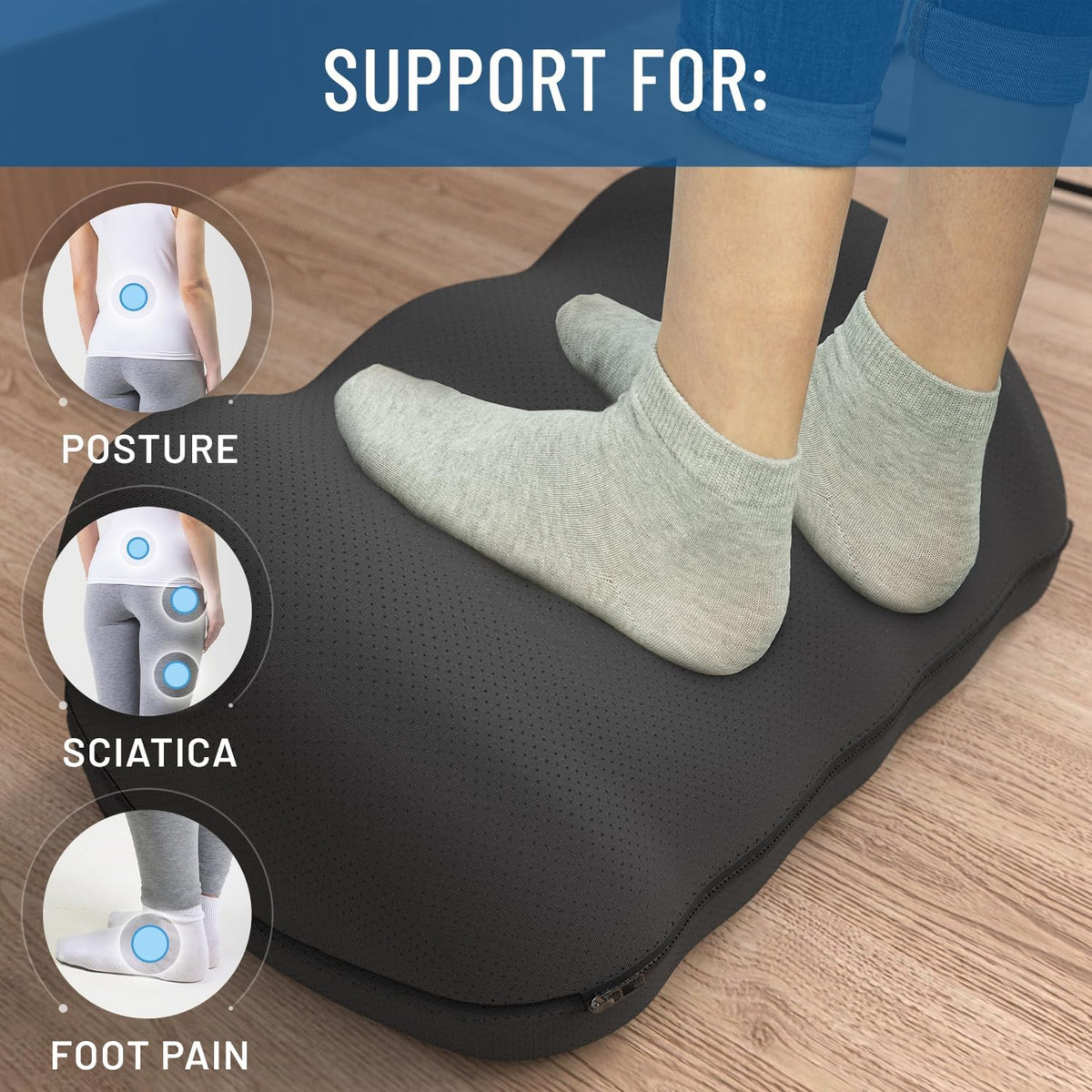 Foot Rest for Under Desk at Work - Memory Foam Office Foot Stool & Under Desk Footrest Leg Elevation Pillow for Gaming & Home Office, Supports Posture