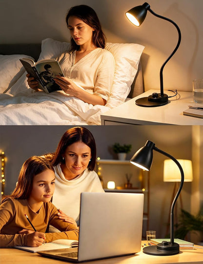 LED Desk Lamp with USB Charging Port 3 Color Modes Dimmable, Black