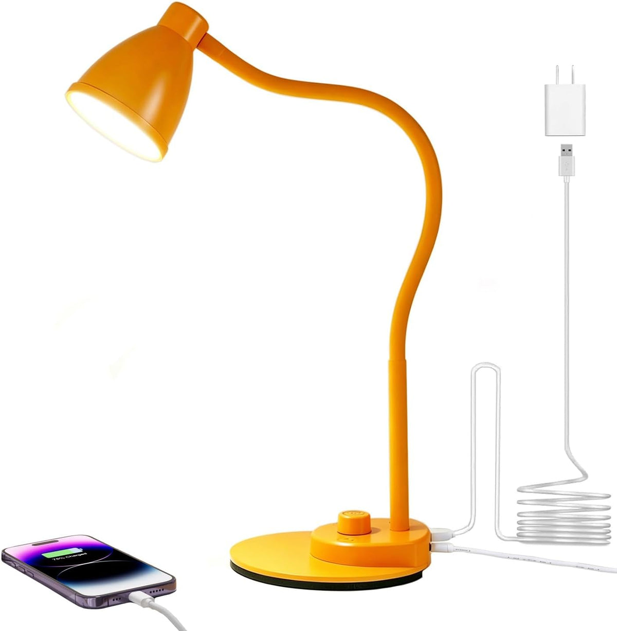 LED Desk Lamp with USB Charging Port 3 Color Modes Dimmable, Black