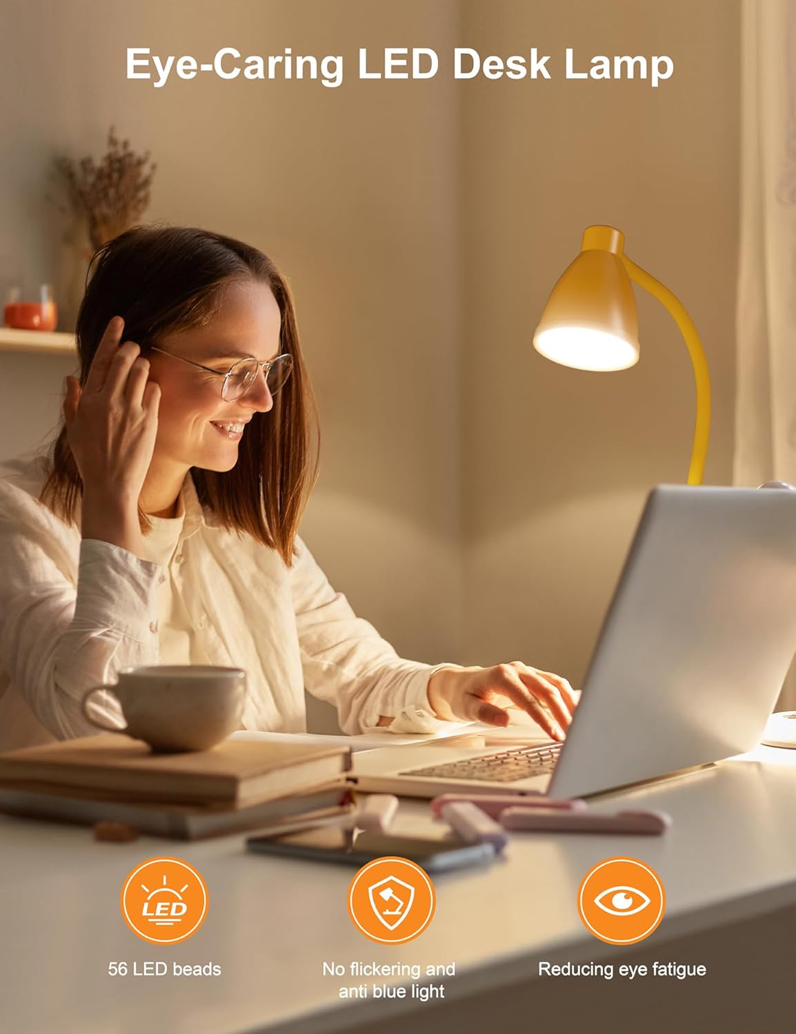 LED Desk Lamp with USB Charging Port 3 Color Modes Dimmable, Black