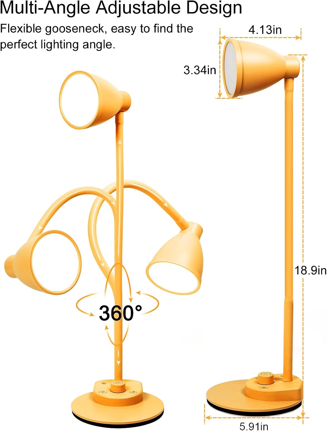LED Desk Lamp with USB Charging Port 3 Color Modes Dimmable, Black