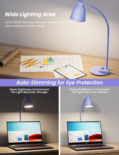 LED Desk Lamp with USB Charging Port 3 Color Modes Dimmable, Black