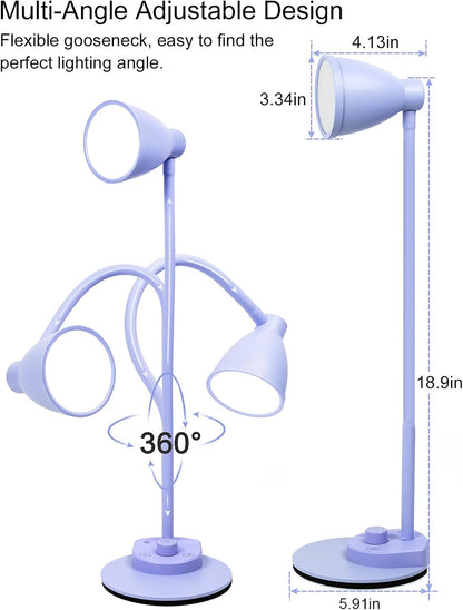 LED Desk Lamp with USB Charging Port 3 Color Modes Dimmable, Black