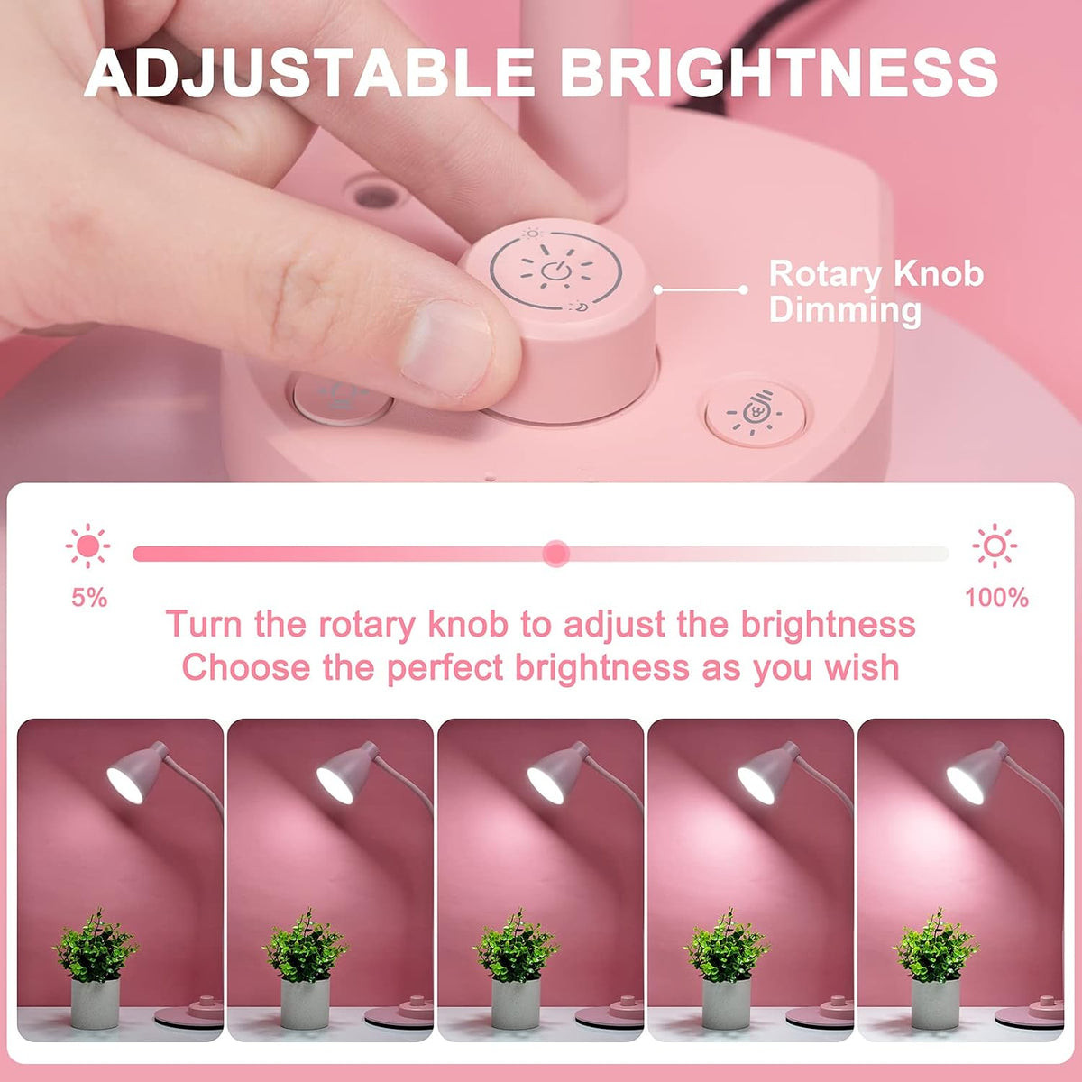 LED Desk Lamp with USB Charging Port 3 Color Modes Dimmable, Black