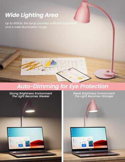 LED Desk Lamp with USB Charging Port 3 Color Modes Dimmable, Black