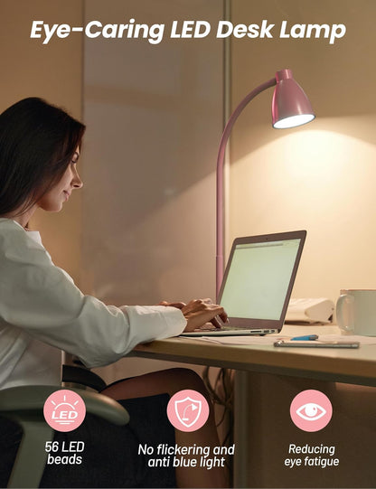 LED Desk Lamp with USB Charging Port 3 Color Modes Dimmable, Black