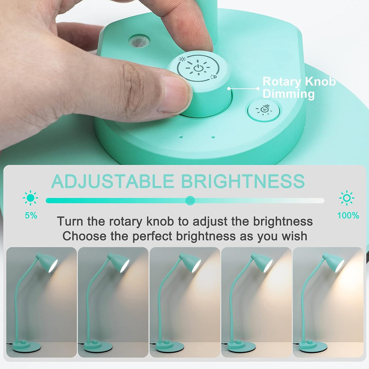 LED Desk Lamp with USB Charging Port 3 Color Modes Dimmable, Black