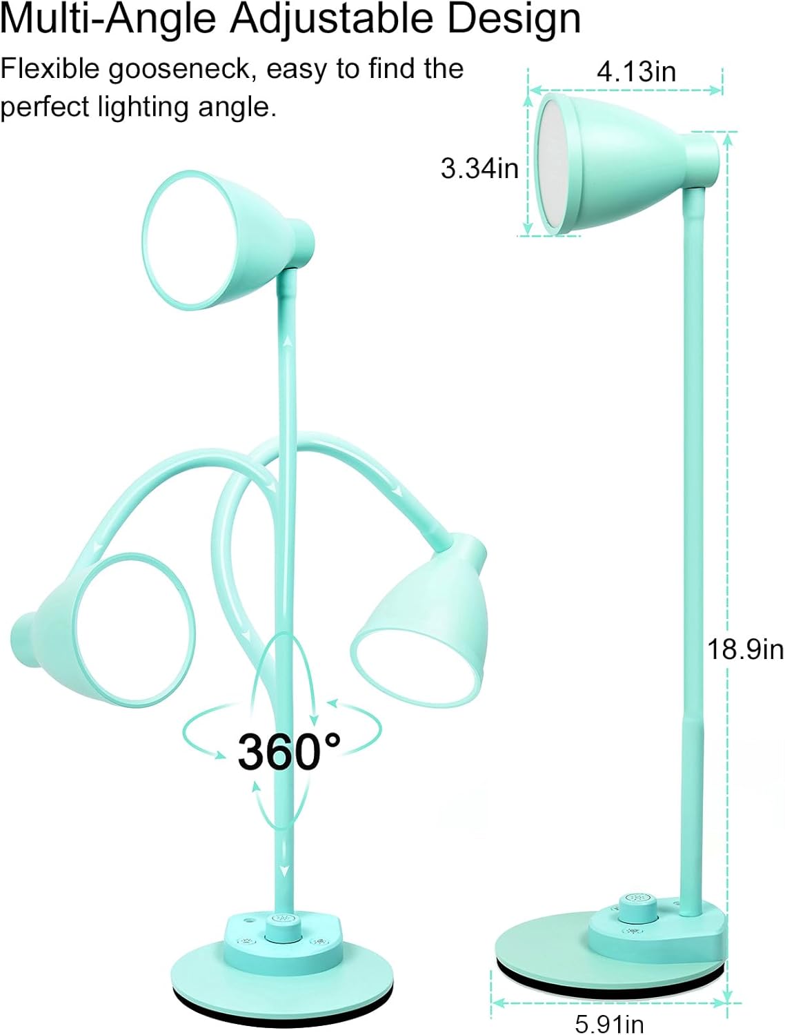 LED Desk Lamp with USB Charging Port 3 Color Modes Dimmable, Black