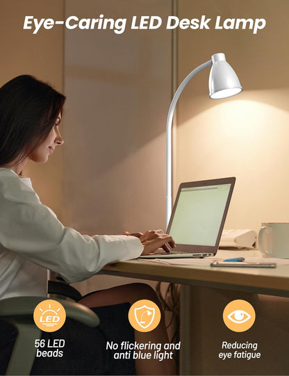 LED Desk Lamp with USB Charging Port 3 Color Modes Dimmable, Black