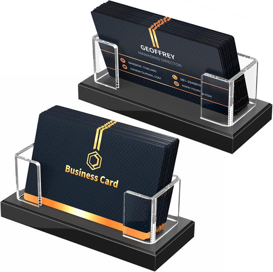 Acrylic Business Card Holder 2pcs, Gift Cards Display Stand for Desk
