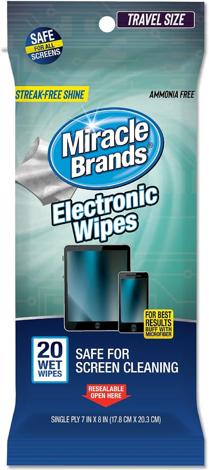 MiracleWipes for Electronics Cleaning - Screen Wipes Designed for TV, Phones, Monitors and More - Includes Microfiber Towel