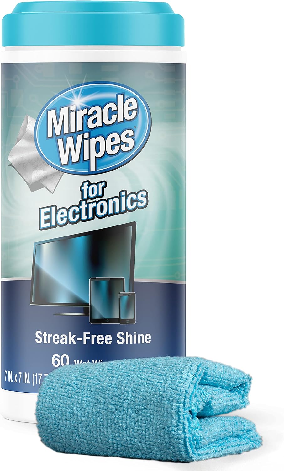 MiracleWipes for Electronics Cleaning - Screen Wipes Designed for TV, Phones, Monitors and More - Includes Microfiber Towel