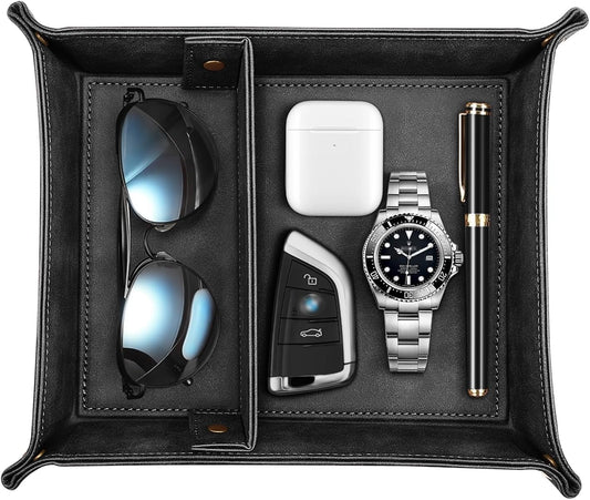 Valet Tray Desktop Storage Organizer with 2 Compartments