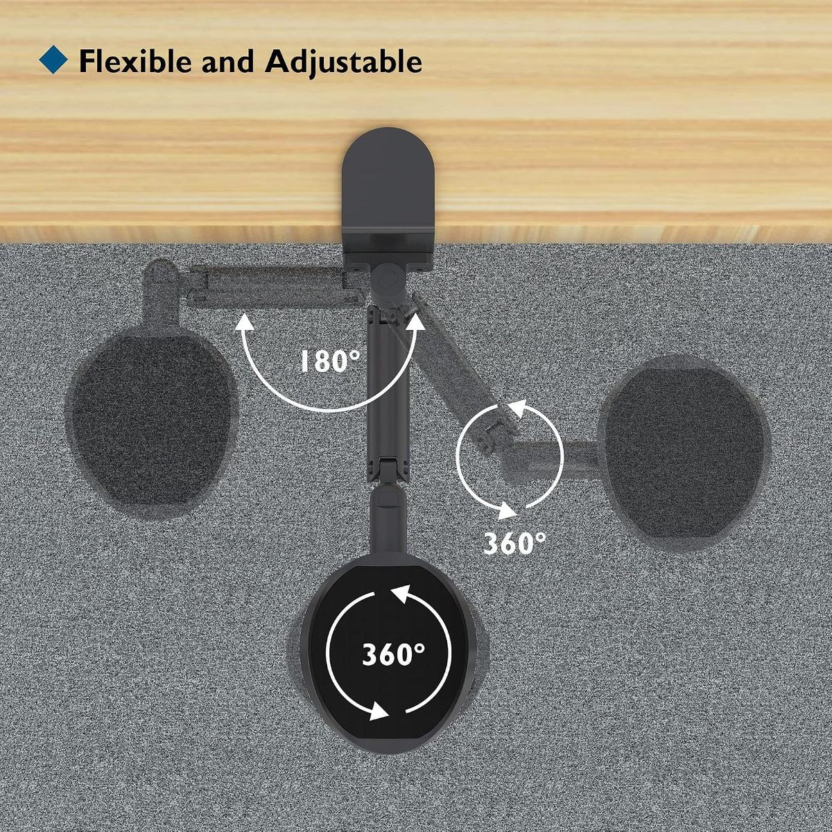 Adjustable Arm Rest for Desk, 360° Rotating & Extendable, Aluminum