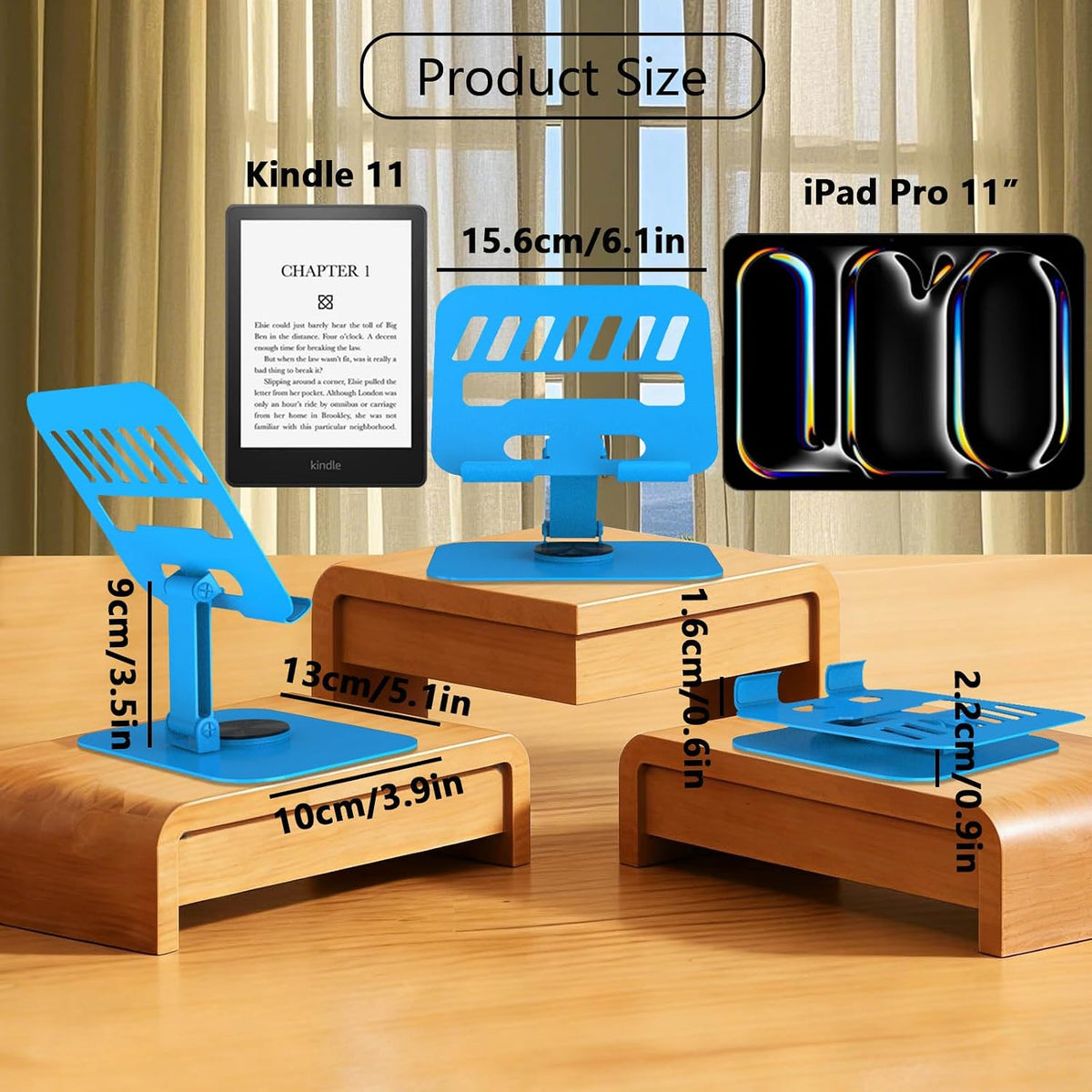 Metal Tablet Stand Holder Adjustable for iPad Kindle Tab, Black
