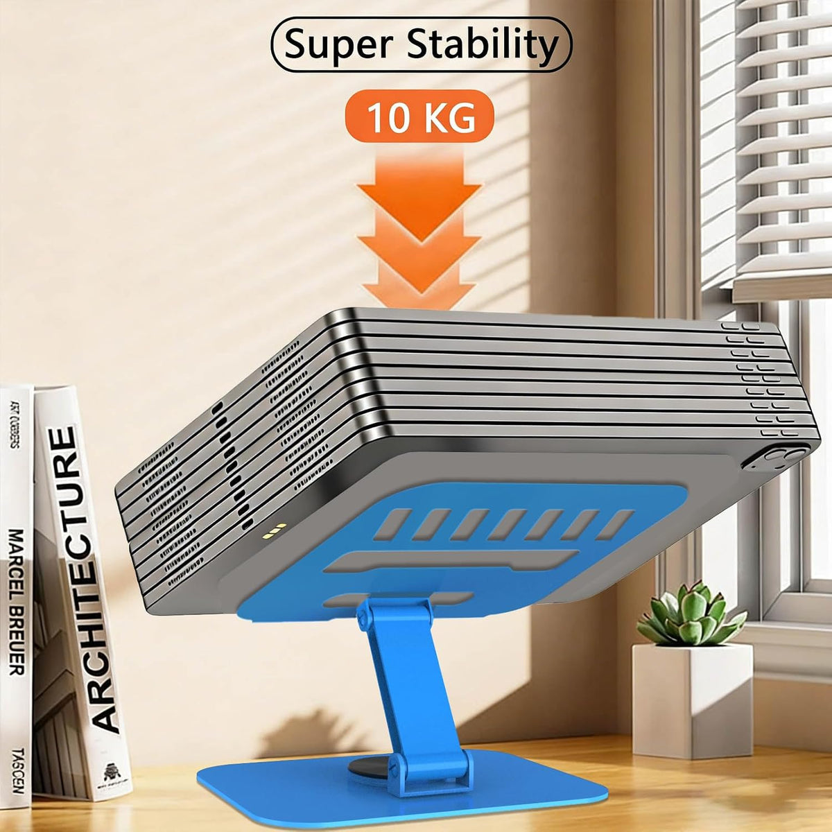 Metal Tablet Stand Holder Adjustable for iPad Kindle Tab, Black