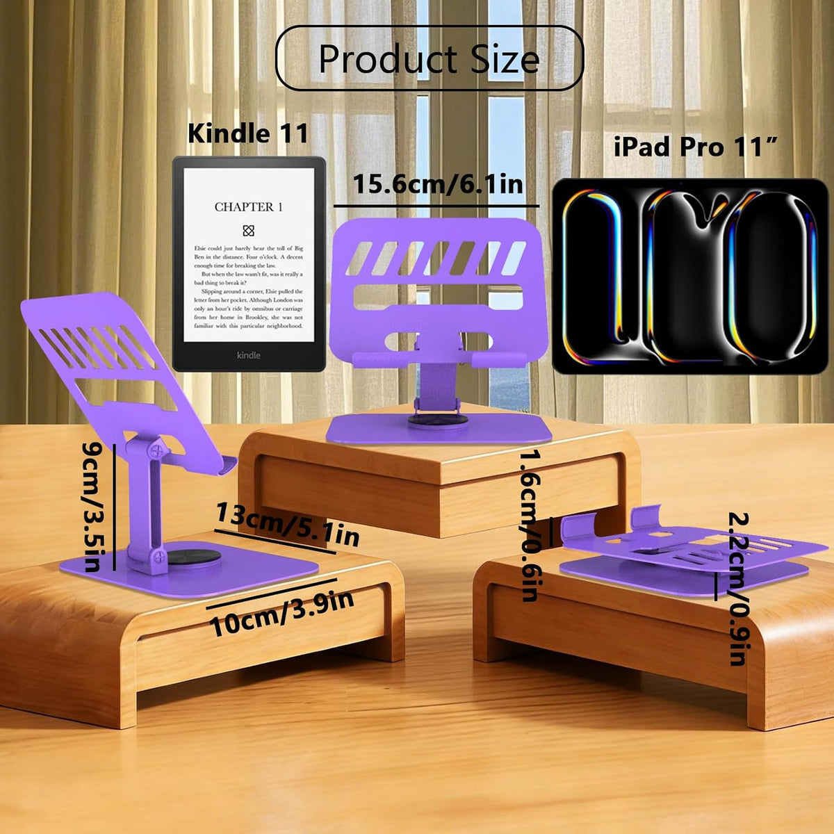 Metal Tablet Stand Holder Adjustable for iPad Kindle Tab, Black