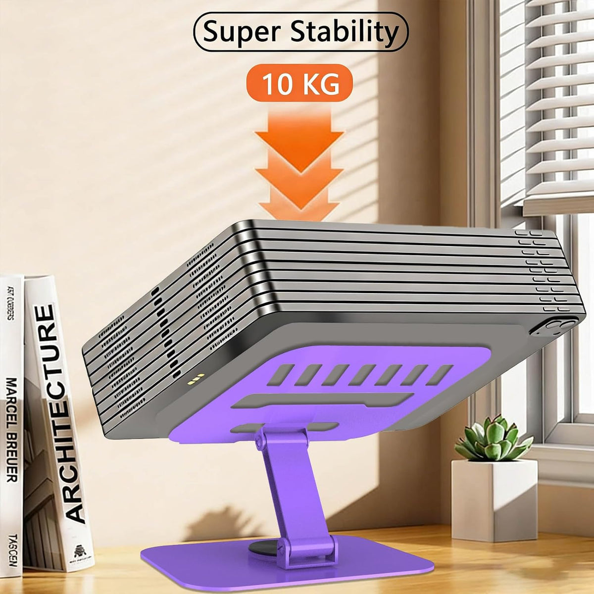 Metal Tablet Stand Holder Adjustable for iPad Kindle Tab, Black