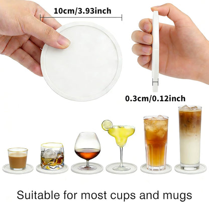 2 Pack Silicone Coasters for Drinks, Round Black Coasters with Grooved Design Cup Mat, Washable Durable Non-Slip Coasters Ideal for Coffee, Cold Drinks in the Kitchen or Bar
